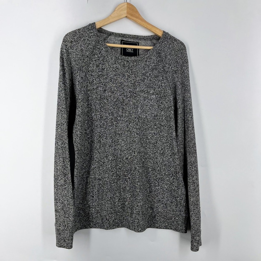 Obey Propaganda‎ Men's Marled Knit Raglan Crewneck Sweater Pocket Size M